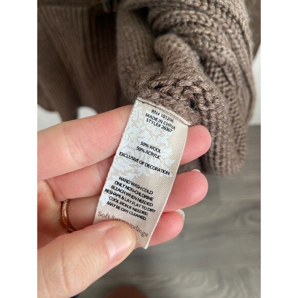 Soft Surroundings Belted Cardigan Sweater Womens Medium Brown Wool Blend Western - Picture 5 of 7